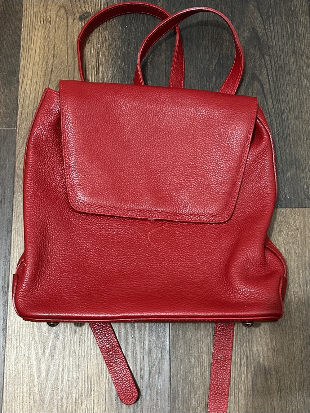 Vintage Red Leather Backpack